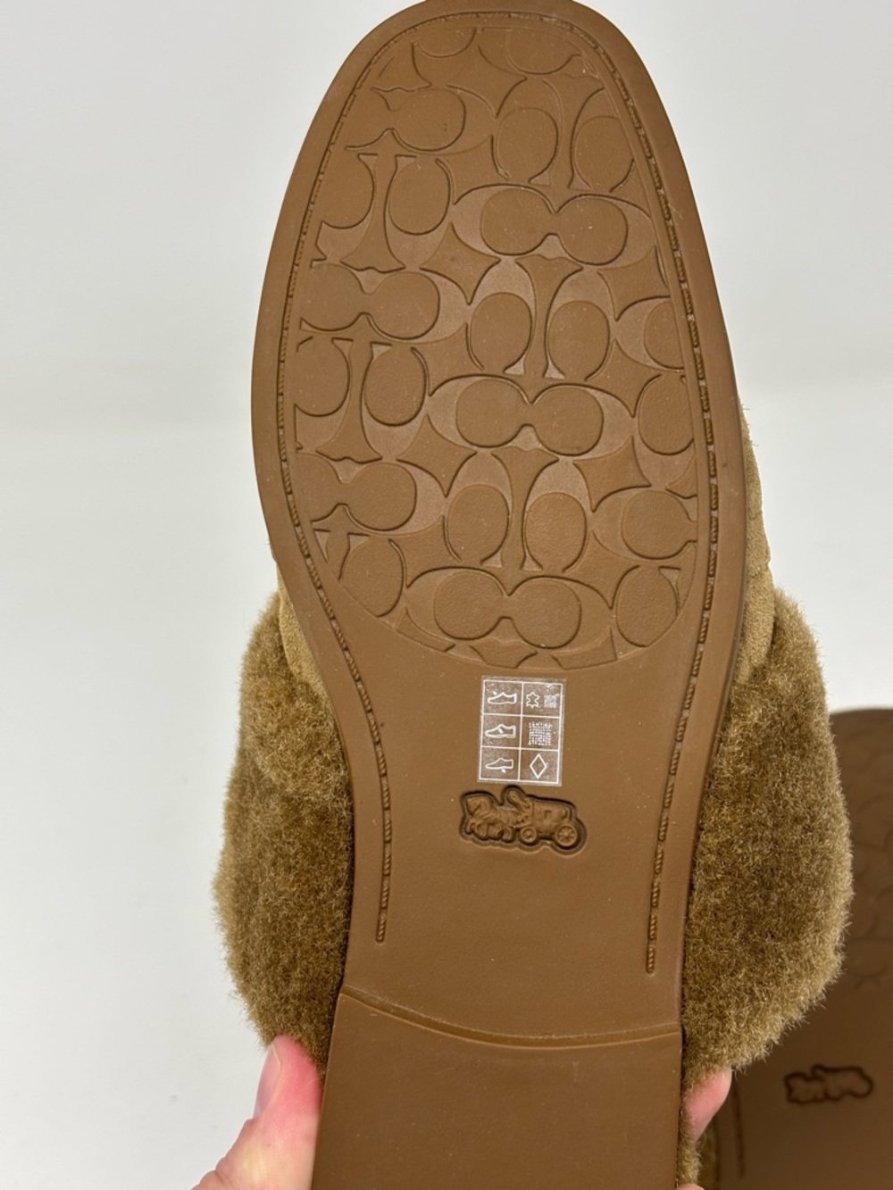 Coach Sherpa Flat Mules Signature Suede Size 7 - Picture 10 of 10